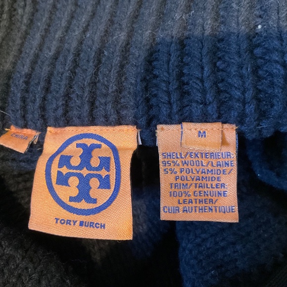 Tory Burch Long Black Wool Toggle Coat Sweater Jacket Size M - Picture 5 of 6